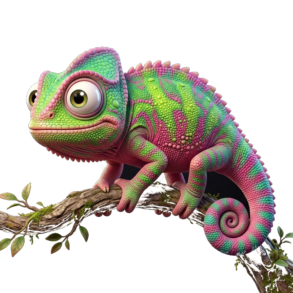 Cute 3D Chameleon floating