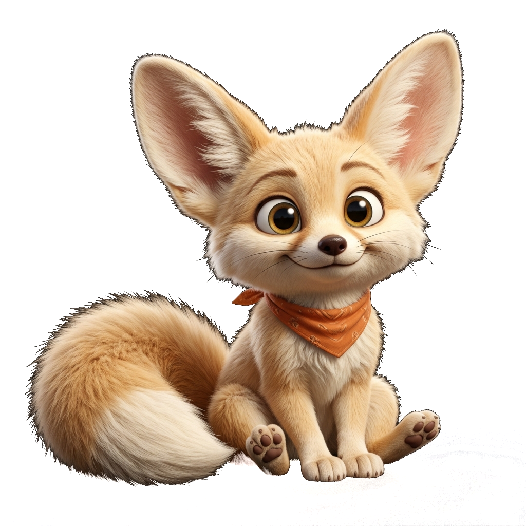 Cute 3D Fennec Fox floating